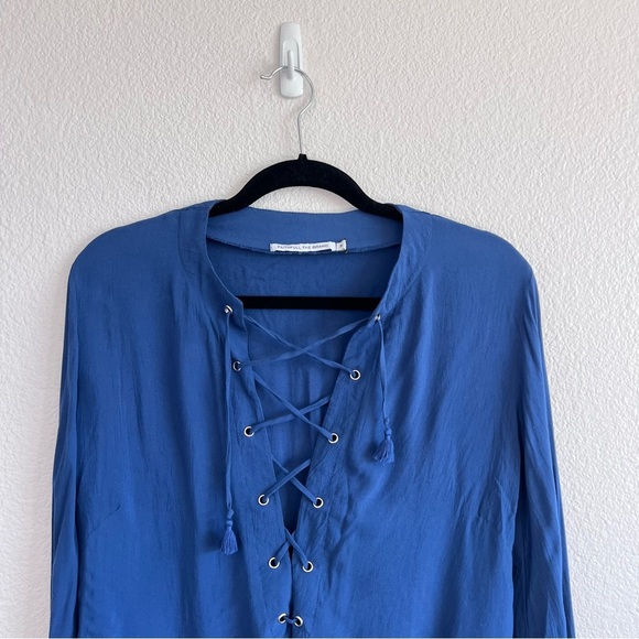 Faithfull The Brand Lace Up Long Sleeve Cropped Blouse - Picture 2 of 11